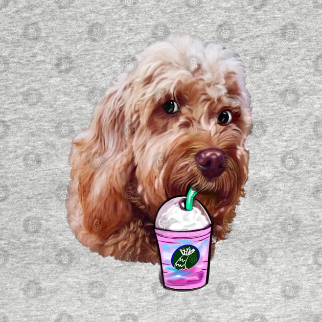 Cavapoo Cavoodle puppy dog iced coffee  - funny cute cavalier king charles spaniel poodle, puppy love by Artonmytee